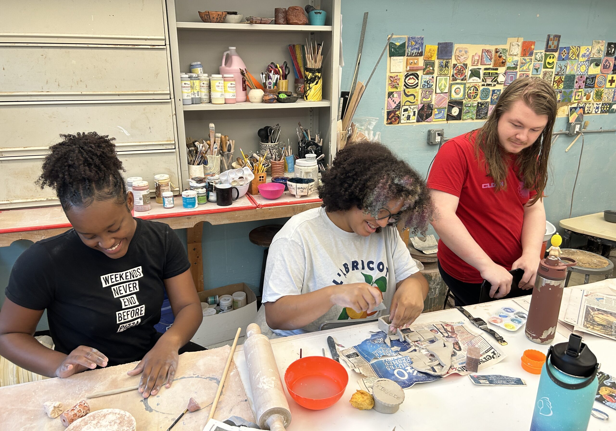 Students in ceramics